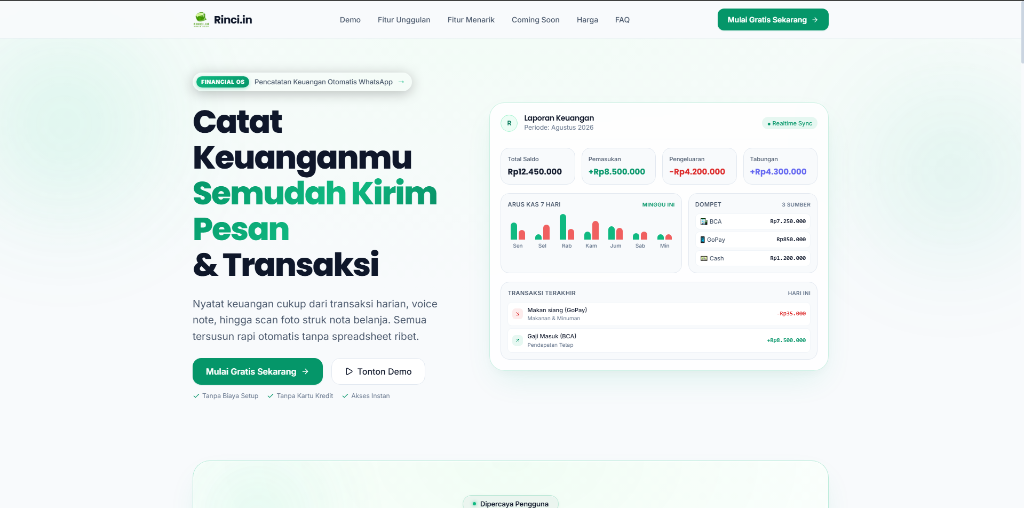 Rinci.in Cashflow Financial OS Preview